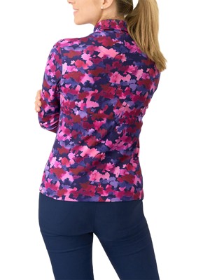 Pure Golf Ladies Amy Printed Roll Neck Top - Autumn Aquarelle