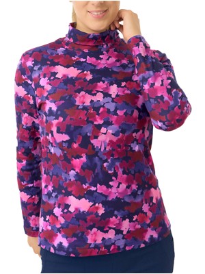 Pure Golf Ladies Amy Printed Roll Neck Top - Autumn Aquarelle