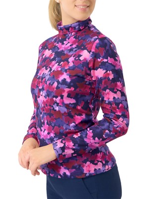 Pure Golf Ladies Amy Printed Roll Neck Top - Autumn Aquarelle