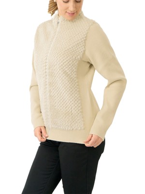 Pure Golf Ladies Ellisa Faux Fur Knitted Full Zip Cardigan