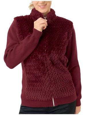 Pure Golf Ladies Ellisa Faux Fur Knitted Full Zip Cardigan