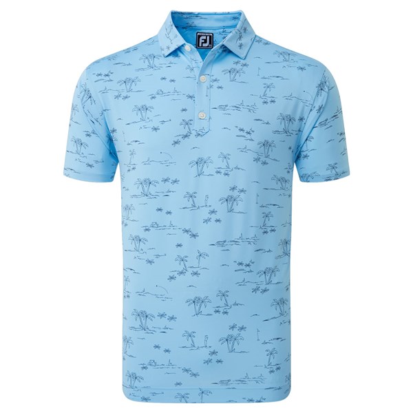FootJoy Mens Tropic Golf Print Lisle Polo Shirt - Golfonline