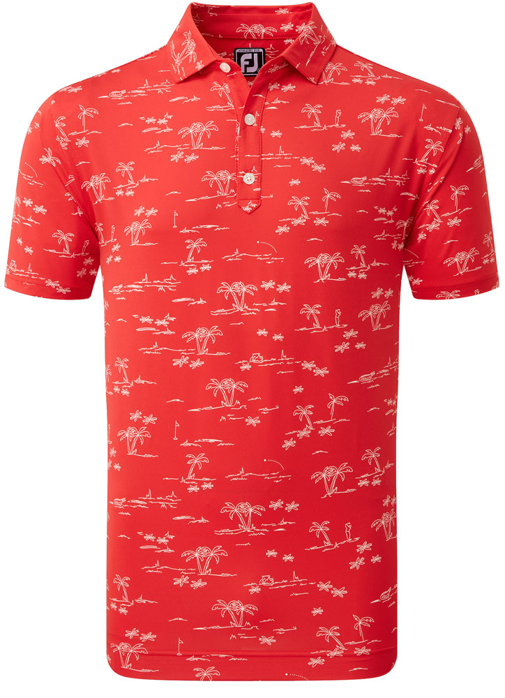 FootJoy Mens Tropic Golf Print Lisle Polo Shirt - Golfonline