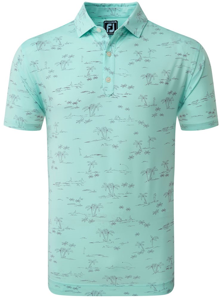 FootJoy Mens Tropic Golf Print Lisle Polo Shirt