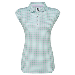 FootJoy Ladies Gingham Print Interlock Short Sleeved Polo Shirt