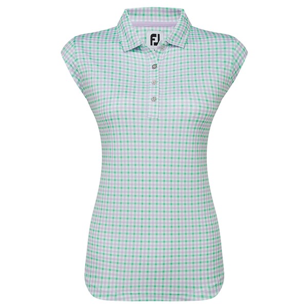FootJoy Ladies Gingham Print Interlock Short Sleeved Polo Shirt