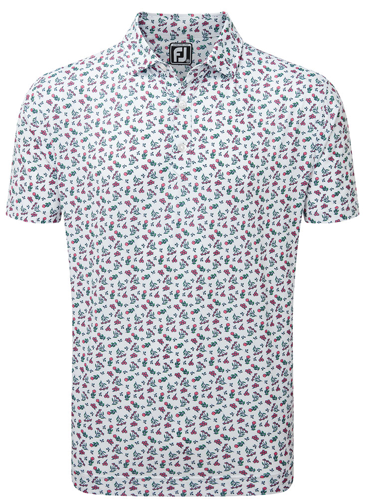 FootJoy Mens Mini Floral Lisle Polo Shirt - Golfonline