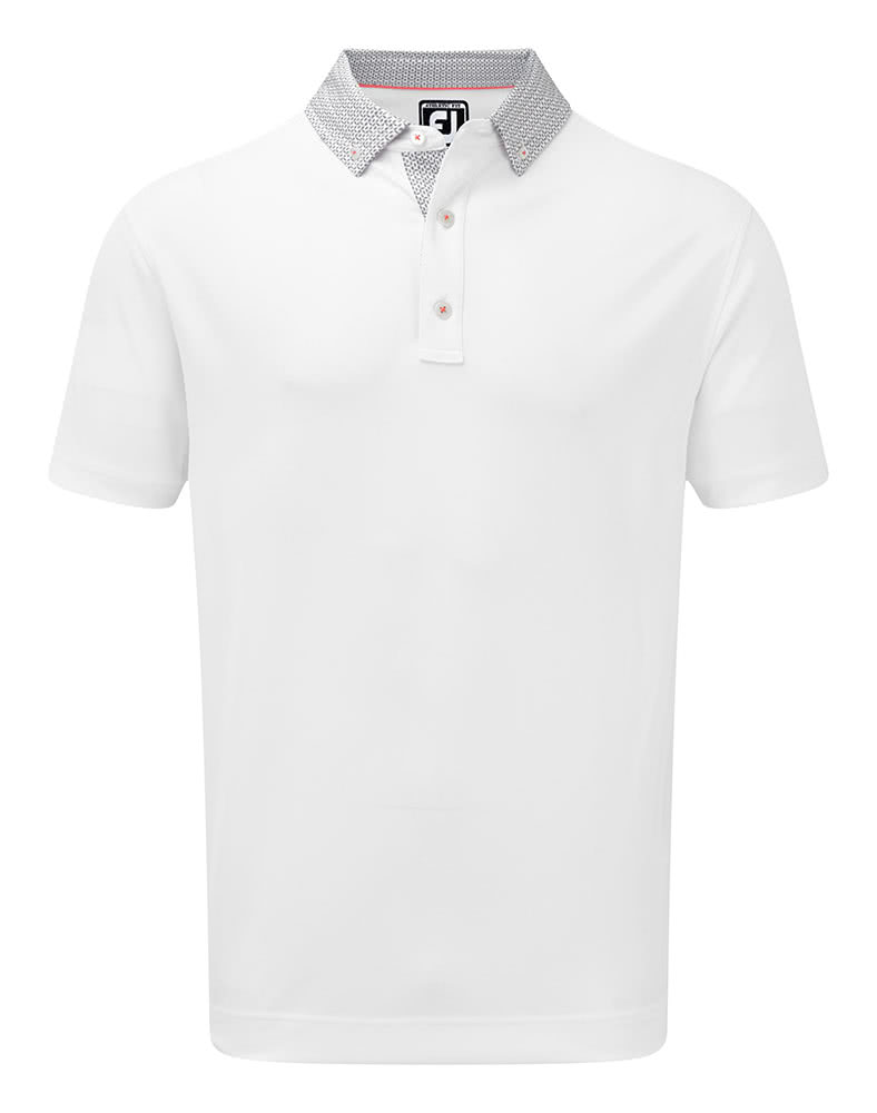 FootJoy Mens Stretch Pique Woven Buttondown Collar Polo Shirt