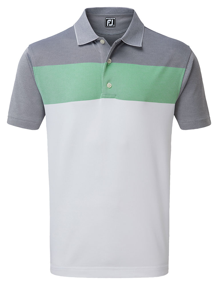 FootJoy Mens Birdseye Jacquard Colour Block Polo Shirt - Golfonline