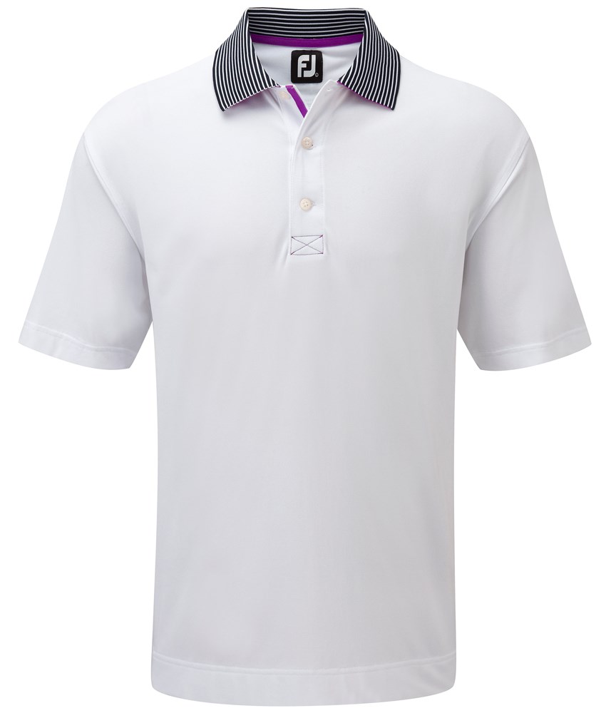 FootJoy Mens Cooling Pique Striped Collar Polo Shirt | GolfOnline