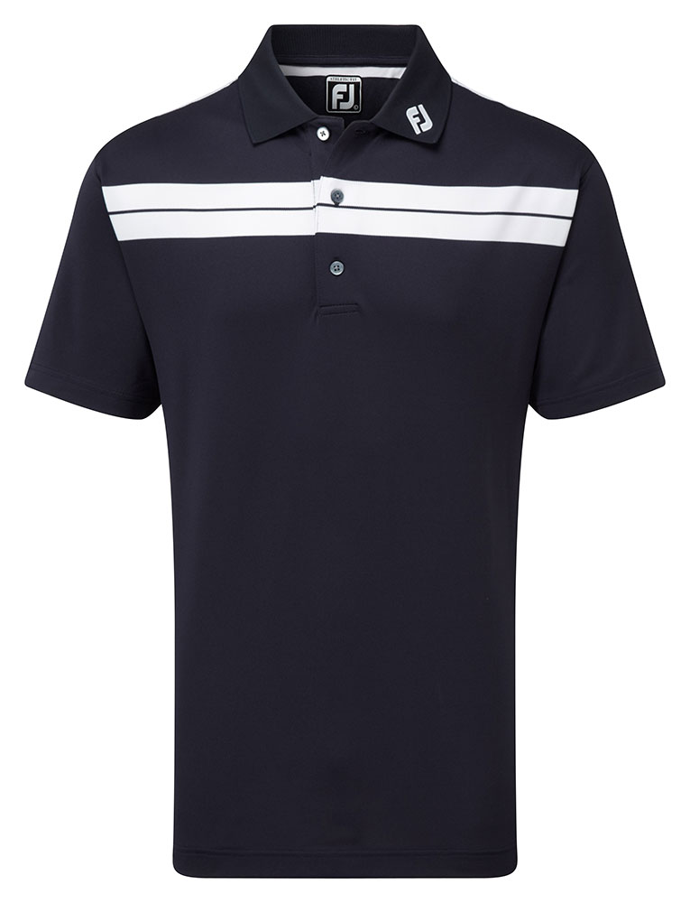 FootJoy Mens Pique Chest and Back Stripes Polo Shirt | GolfOnline