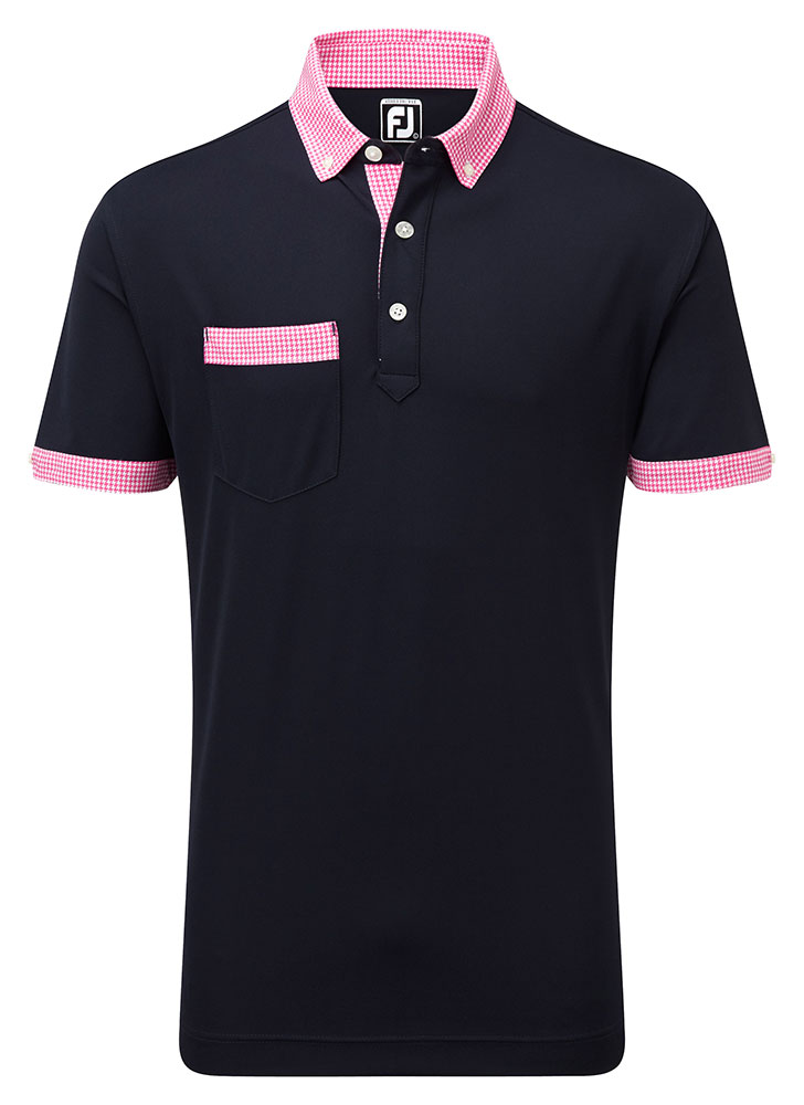 FootJoy Mens Smooth Pique Houndstooth Collar Polo Shirt | GolfOnline
