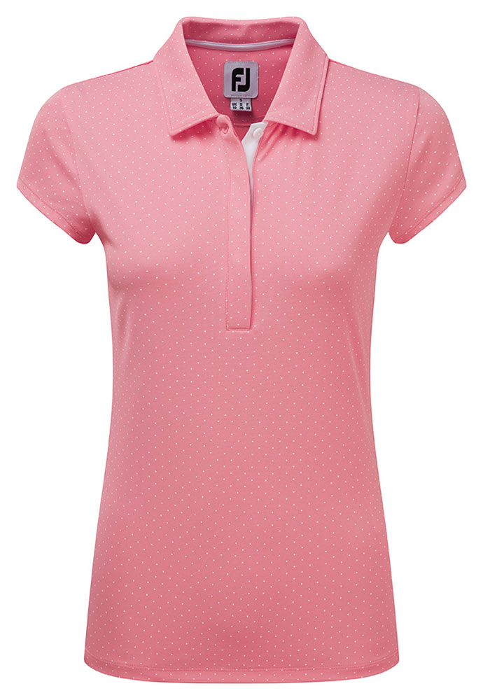 FootJoy Ladies Printed Dot Smooth Pique Cap Sleeve Polo Shirt