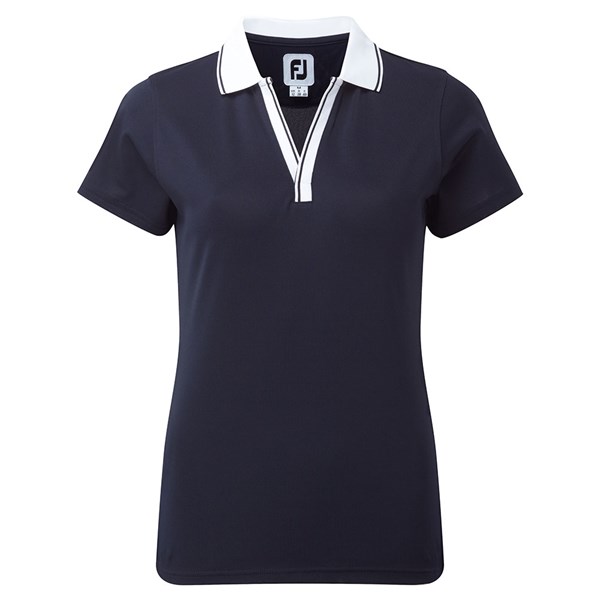 FootJoy Ladies Stretch Pique Open V-Neck Polo Shirt - Golfonline