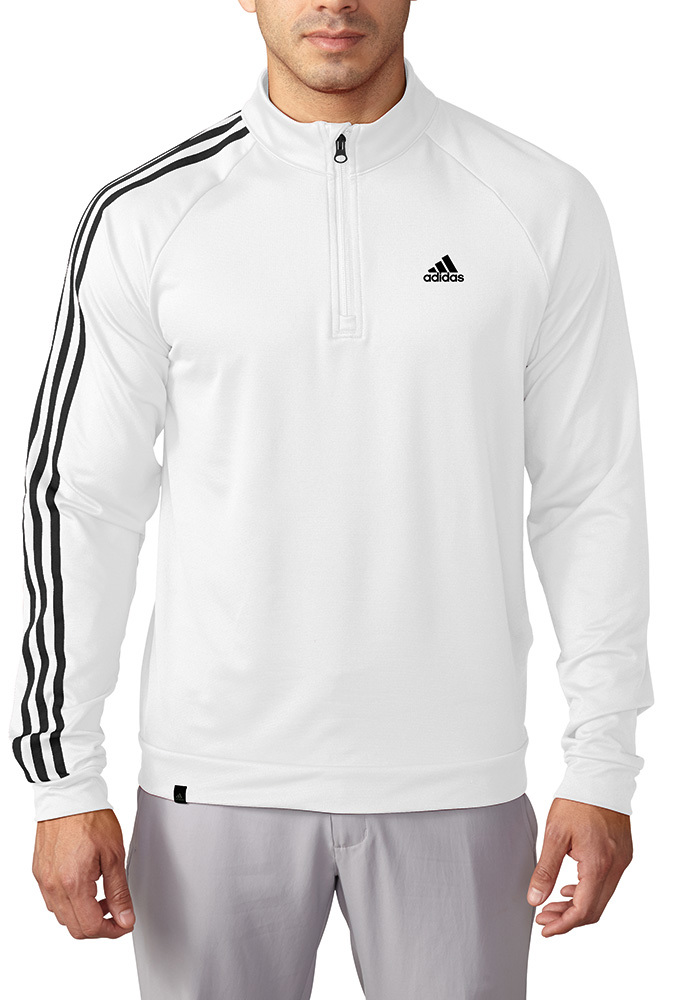 adidas Mens 3 Stripes Quarter Zip Top (Logo on Chest) | GolfOnline