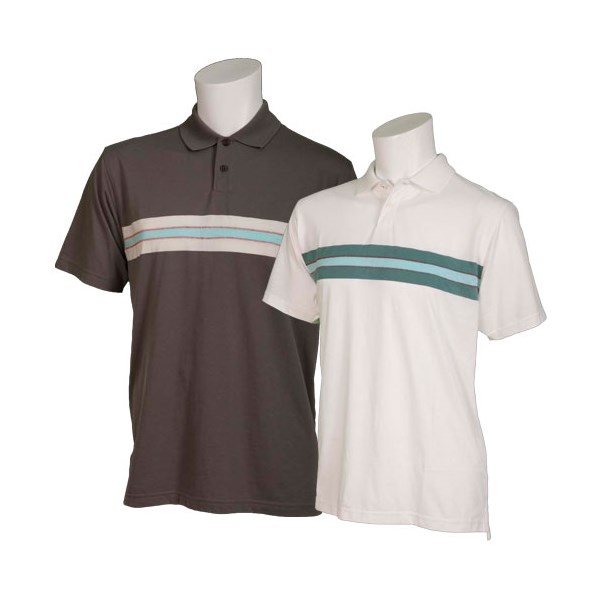 Ashworth Mens 2 Button Engineered Stripe Polo Shirt