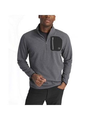 Calvin Klein Mens Planet Half Zip Fleece Pullover - Platinum Collection