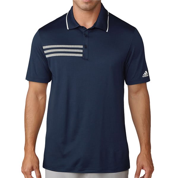 adidas Mens 3-Stripes Mesh Collar Polo Shirt - Golfonline