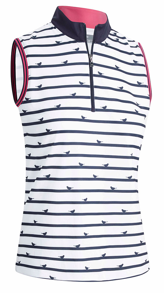 Callaway Ladies Birdie Stripe Sleeveless Polo Shirt - Golfonline