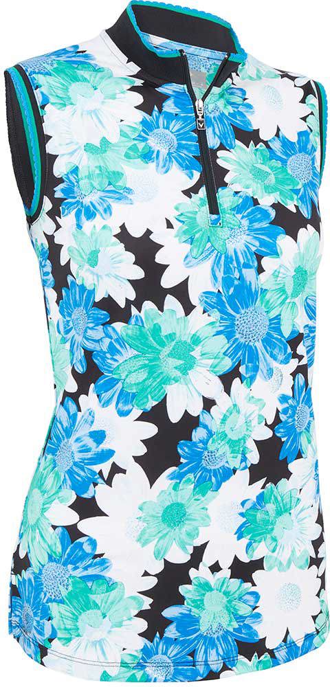 Callaway Ladies Printed Floral Zip Mock 