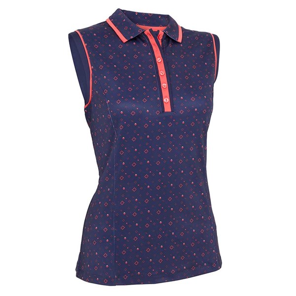 Callaway Ladies Allover Geometric Strawberry Sleeveless Polo Shirt
