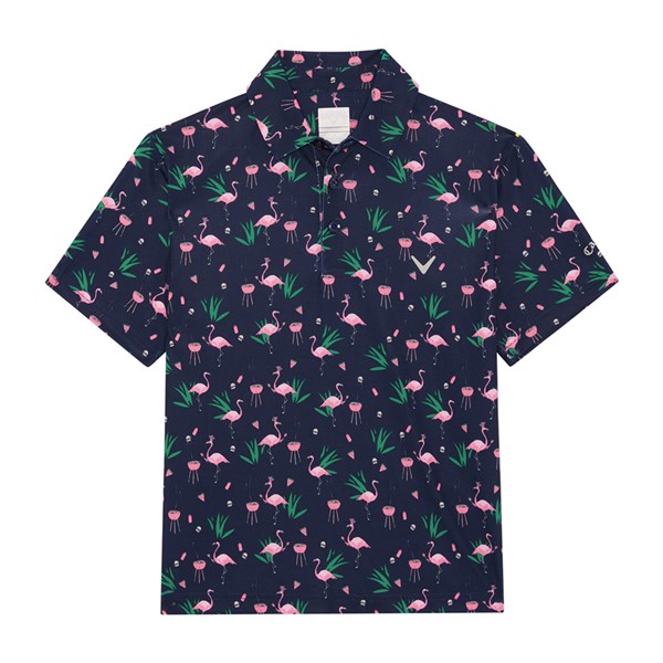 Callaway Juniors All Over Flamingo Printed Polo Shirt
