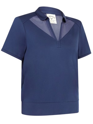 Callaway Ladies Waist Length Mesh Detail Short Sleeve Polo Shirt - SALE
