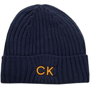 Calvin Klein Mens Ribbed Knit Embroidered Beanie Hat