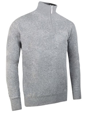 Glenmuir Mens Coll Zip Neck Lambswool Golf Sweater