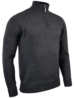 Glenmuir Mens Coll Zip Neck Lambswool Golf Sweater