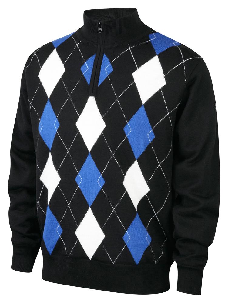 argyle mens half zip fleece