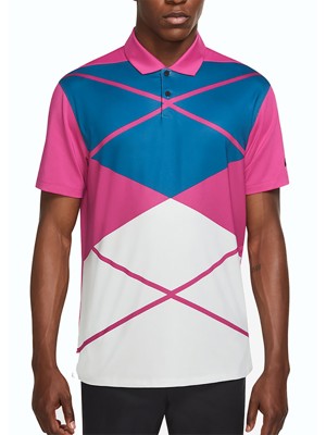 Nike Mens Dri-Fit Vapor Argyle Print Short Sleeve Polo Shirt