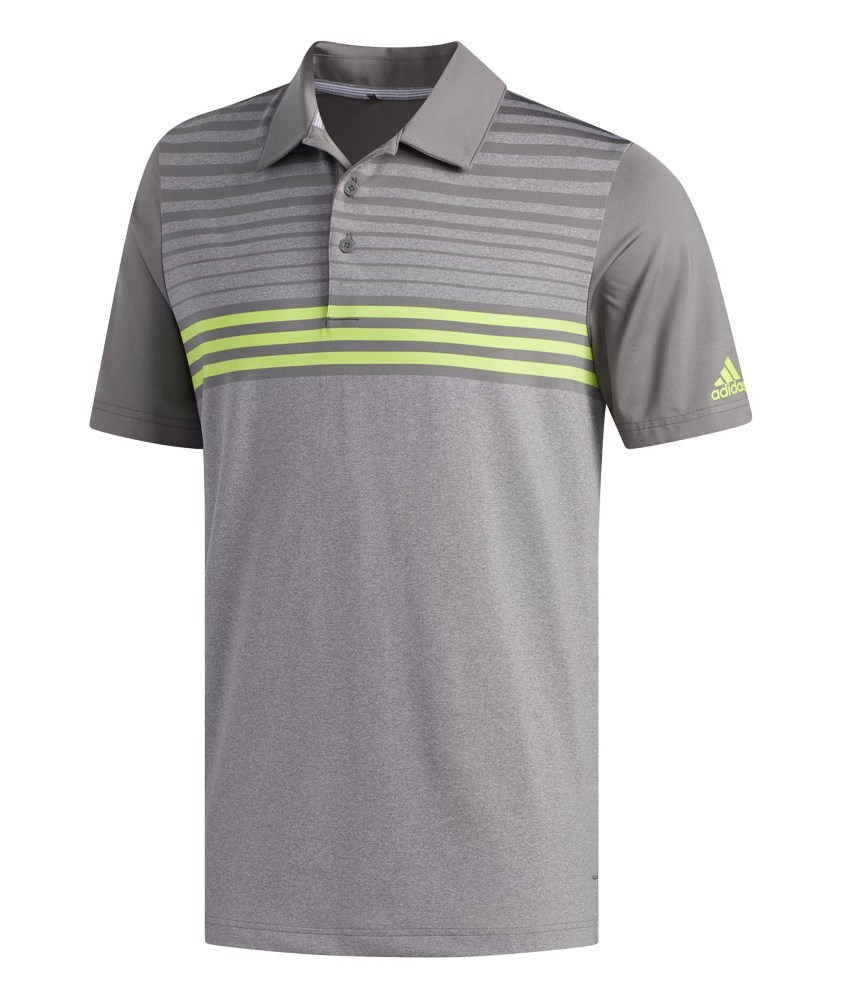 adidas Mens Ultimate 365 3-Stripes Heather Polo Shirt - Golfonline