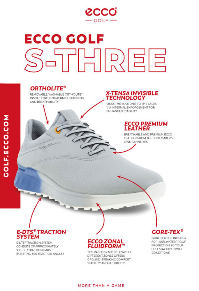 Ecco Mens S-Three Golf Shoes - Golfonline