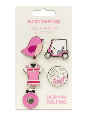 Ball Markers and Visor Clip Set (4+1)