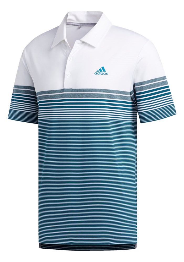 adidas Mens Ultimate Gradient Block Stripe Polo Shirt (Logo on Chest)