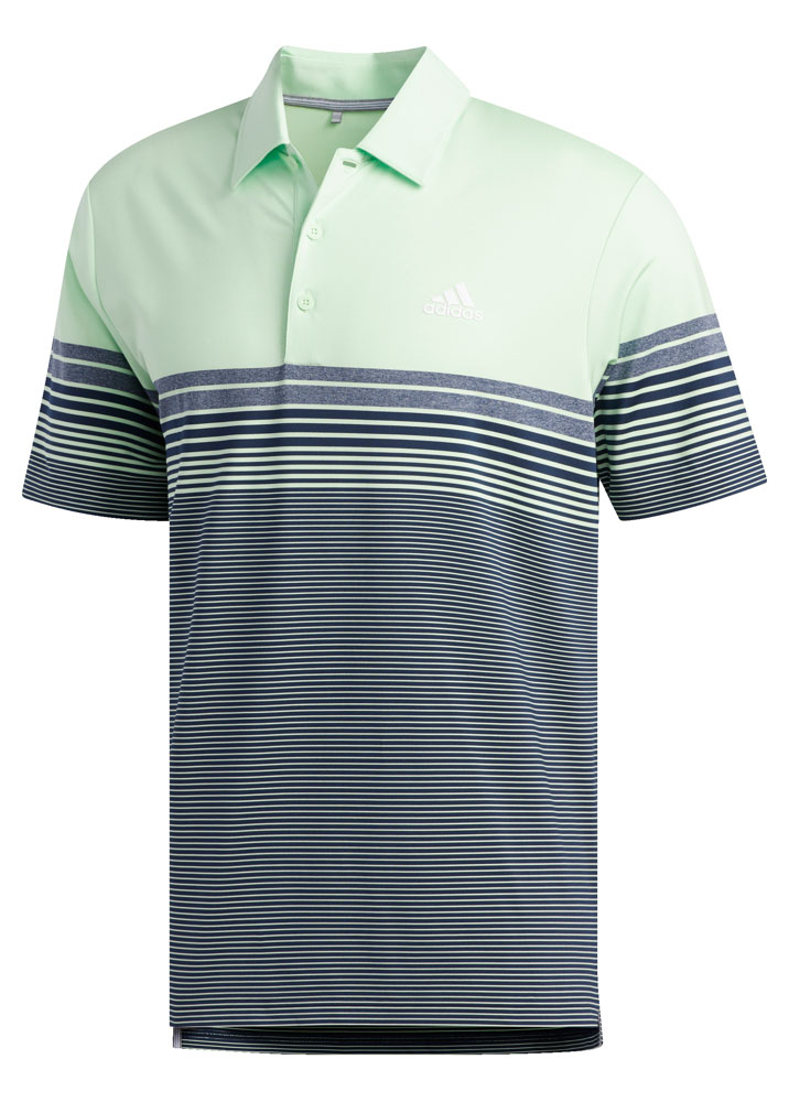adidas Mens Ultimate Gradient Block Stripe Polo Shirt (Logo on Chest)