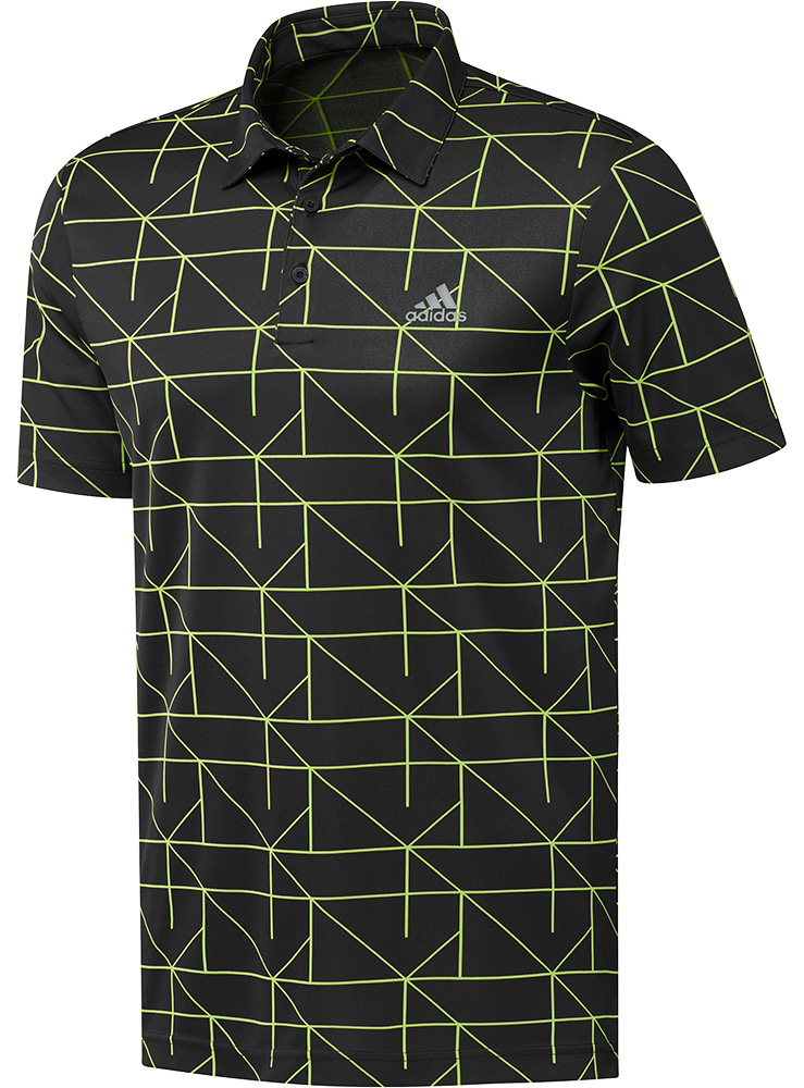adidas Mens Jacquard Lines Primegreen Polo Shirt - Golfonline