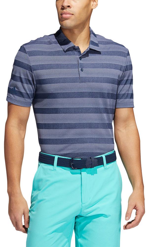 adidas Mens Two Colour Stripe Primegreen Polo Shirt
