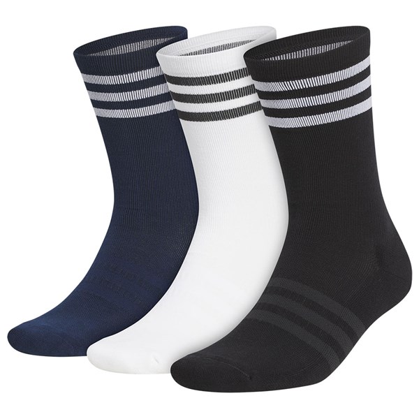 adidas Mens Crew 3 Stripe Socks (3 Pairs) - Golfonline
