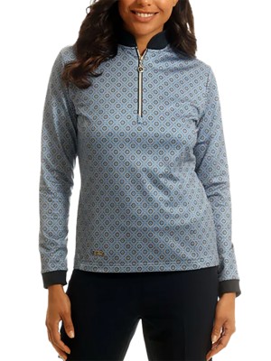 Island Green Ladies Top Layer 1/4 Zip Printed Pullover - SALE