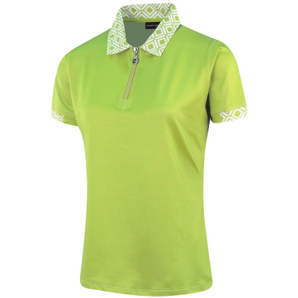 Island Green Ladies Zip Self Fabric Collar Polo Shirt