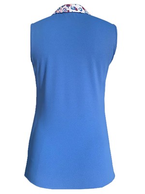 Island Green Ladies Leopard Print Collar Sleeveless Polo Shirt