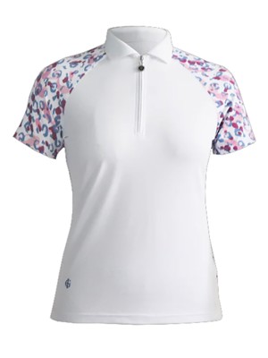 Island Green Ladies Leopard Print Back & Sleeves Polo Shirt