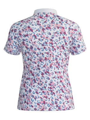 Island Green Ladies Leopard Print Back & Sleeves Polo Shirt