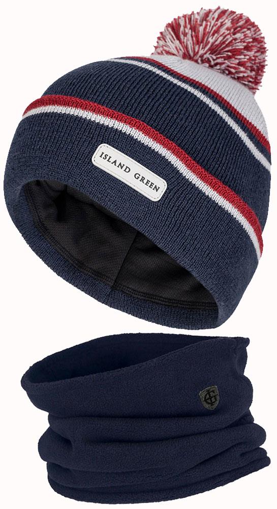 Island Green Mens Bobble Hat And Snood Gift Set