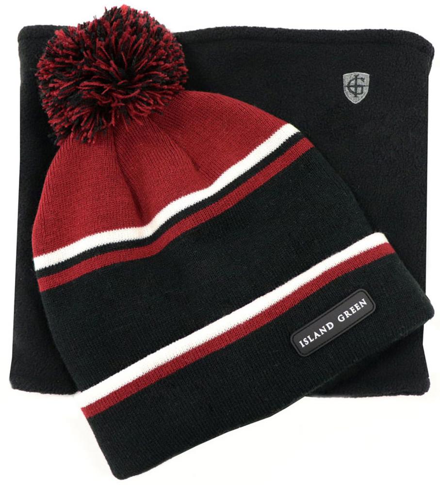 Island Green Mens Bobble Hat And Snood Gift Set