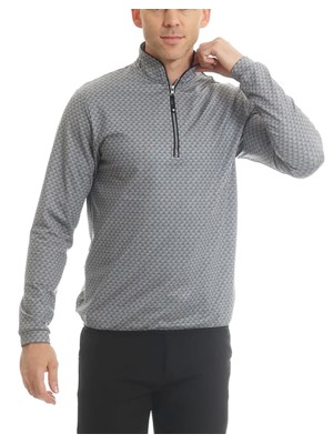 Island Green Mens Contemporary Print 1/4 Zip Top Layer Pullover - SALE