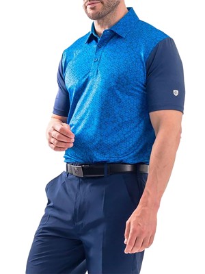 Island Green Mens All Over Print Geometric Polo Shirt - SALE