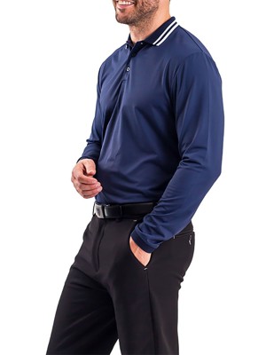 Island Green Mens Long Sleeved Ribbed Collar Polo Shirt
